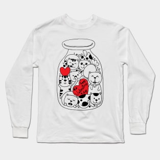 Cat doodles in bottle-valentines day Long Sleeve T-Shirt